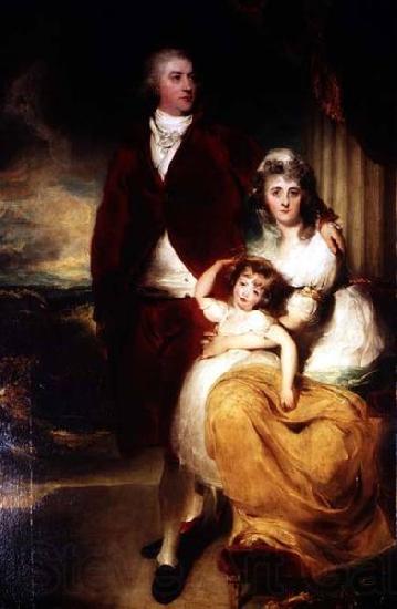 Sir Thomas Lawrence Portrait of Henry Cecil, 1st Marquess of Exeter (1754-1804) with his wife Sarah, and their daughter, Lady Sophia Cecil Norge oil painting art